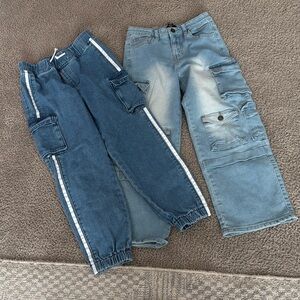 Kids Cargo Denim Joggers - Blue & Light Blue